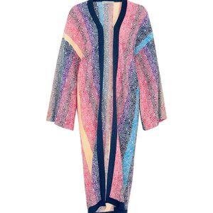 Mary Katrantzou Sola Rainbow Stripe Knit Cardigan, size XL